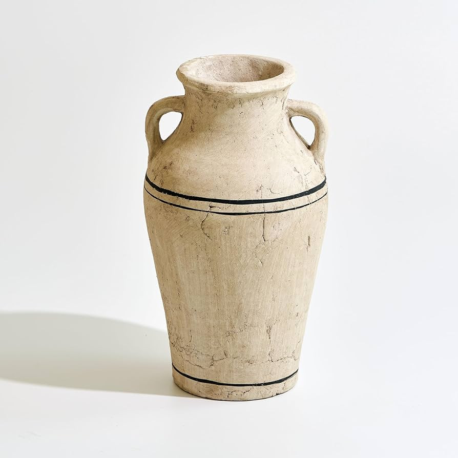 Ceramic Rustic Vase, Terra Cotta Pitcher Vase, Distressed Farmhouse Decor, Pottery Decorative Flo... | Amazon (US)