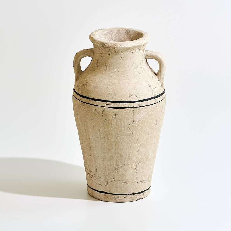 Ceramic Rustic Vase, Terra Cotta Pitcher Vase, Distressed Farmhouse Decor, Pottery Decorative Flo... | Amazon (US)