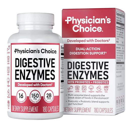 Physician's CHOICE Digestive Enzymes for Bloating & Digestion - Fast-Acting 16 Enzyme Formula with Organic Prebiotics & Probiotics for Gut & Digestive Health - Meal Time Discomfort Relief - 180 CT | Amazon (US)