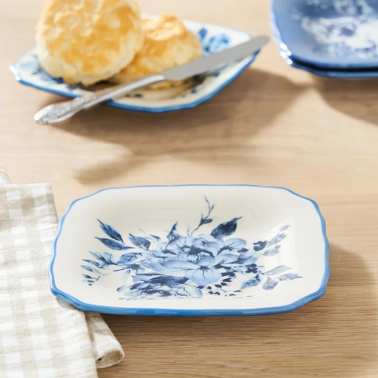 The Pioneer Woman Delilah Stoneware Appetizer Plates, Blue, Set of 6 | Walmart (US)