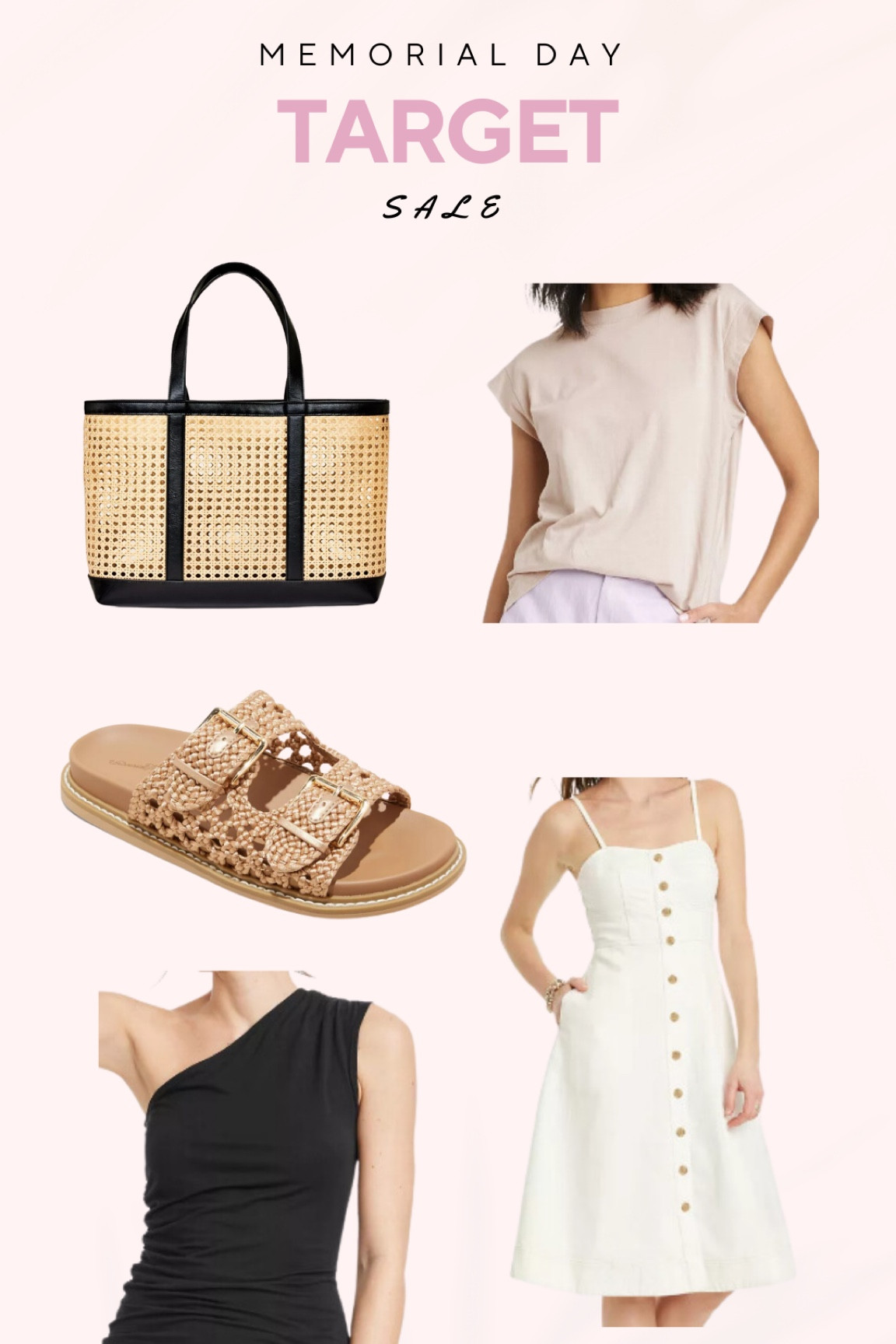 Target Memorial Day Sale 

Women’s clothing, black one shoulder top, sandals with buckles, beach tote, white linen dress 

#LTKFindsUnder50 #LTKItBag