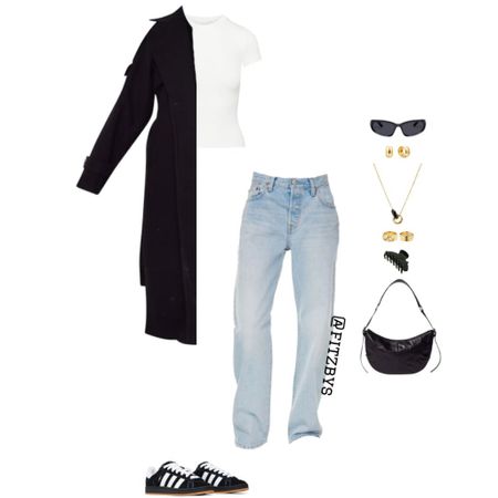 Trench coat fall outfit inspo

Trench coat, black trench coat, white fitted tee, white crew tshirt, jeans, levis jeans, denim, baggy jeans, adidas, adidas campus 00s, gold jewelry, mejuri, black claw clip, claw clip, black bag, black purse, black sunglasses. 
Trendy outfit, 2023 outfit ideas, cute fall outfits, fall outfit, fall style, comfy outfit, casual outfit model of duty outfit, city outfits
#virtualstylist #outfitideas #outfitinspo #trendyoutfits # fashion #cuteoutfit #falloutfit #fallstyle #trenchcoat 

#LTKSeasonal #LTKHoliday #LTKstyletip