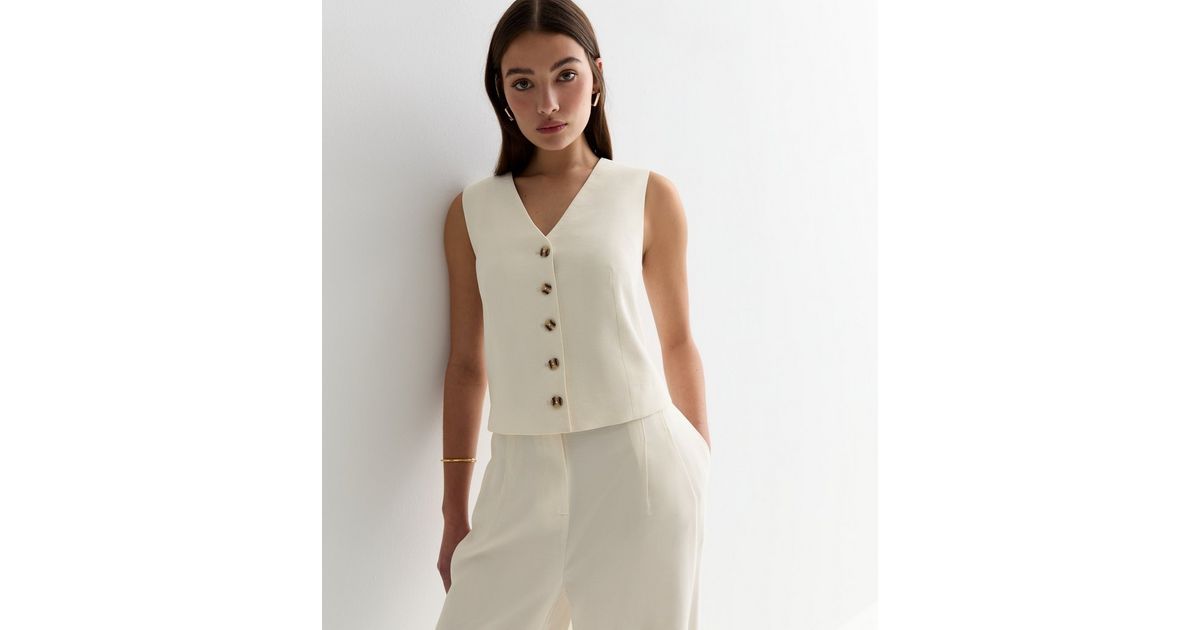 Cream Button Front Waistcoat
						
						Add to Saved Items
						Remove from Saved Items | New Look (UK)