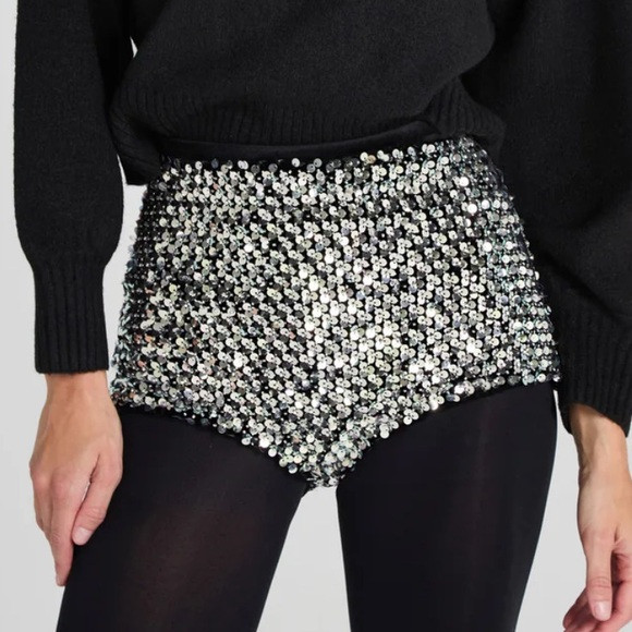 NWT NADINE MERABI PAIGE SILVER HOTPANTS | Poshmark