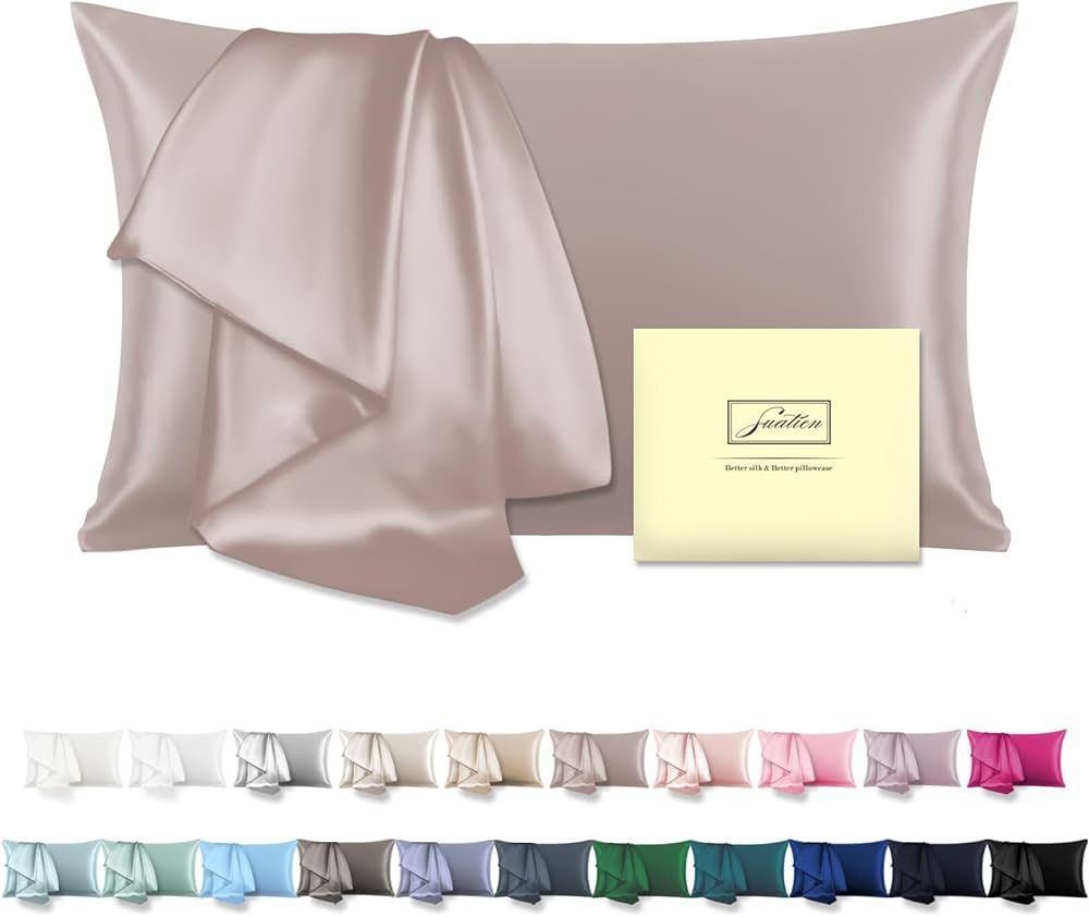 Mulberry Silk Pillowcase for Hair and Skin Standard Size 20"X 26" Pillow Case with Hidden Zipper ... | Amazon (US)