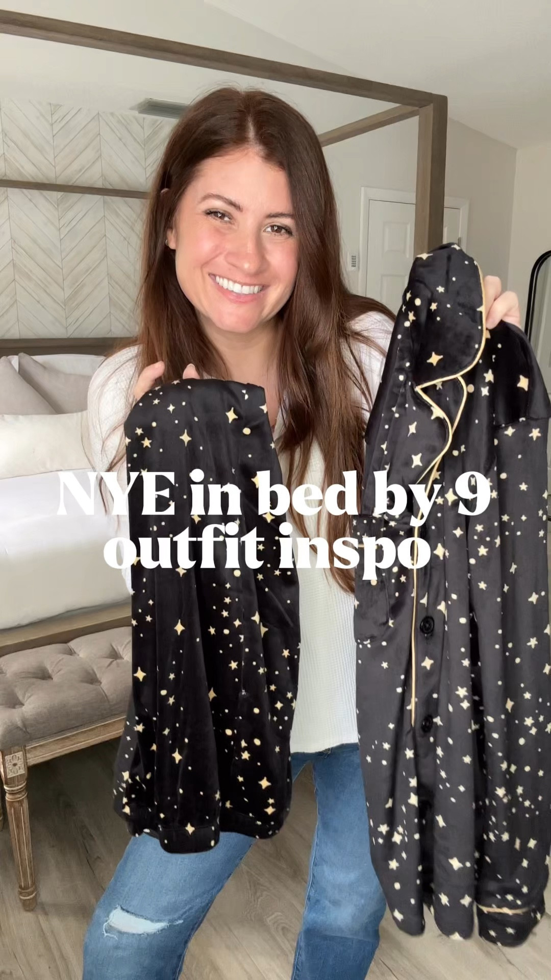 If you’re like me and you’re gonna be in bed by 9 PM on New Year’s Eve, I’ve got the best pajama for you! This super cute black and gold star print velour two-piece set from Walmart is so cozy and perfect for New Year’s Eve! $17

Follow me for more affordable fashion, and Walmart finds! 

Wearing:
Small (TTS)

#LTKOver40 #LTKHoliday #LTKSeasonal