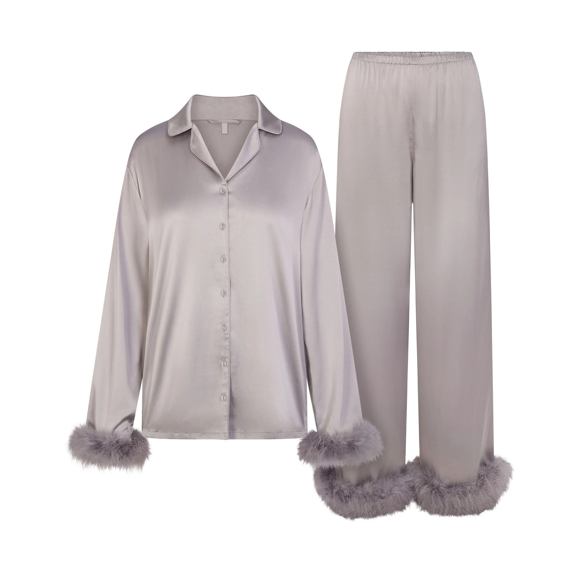 SILK FEATHER TRIM LONG SET | MIRROR | SKIMS | SKIMS (US)