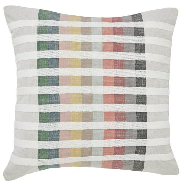 Multicolor Plaid Woven Cotton Square Decorative Pillow, Mainstays, 18" x 18" - Walmart.com | Walmart (US)