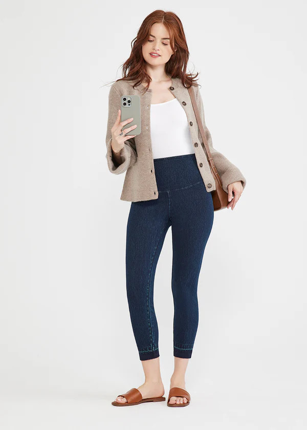 Remy Cropped Denim Shaping Legging w/ Released Hem | Yummie