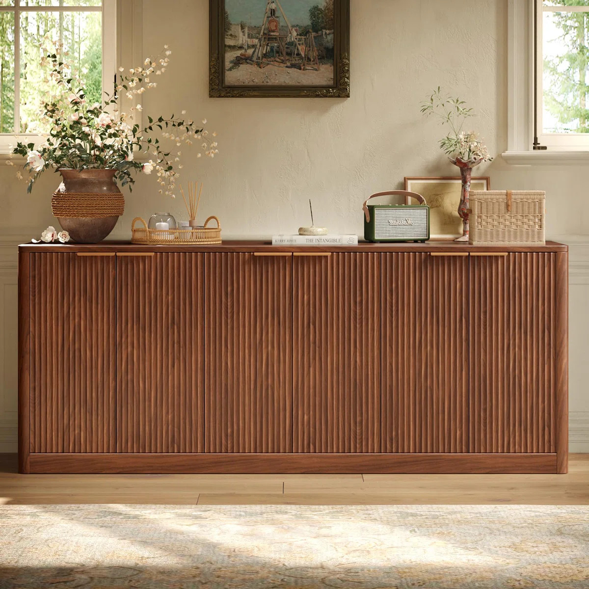 67" Fluted Sideboard Buffet Cabinet With Storage, Large Buffet Cabinet With 6 Doors For Kitchen A... | Wayfair North America