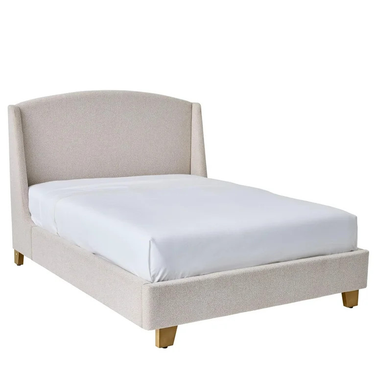 Better Homes & Gardens Windsor Platform Bed with Wingback Headboard, Queen, Wheat Boucle | Walmart (US)