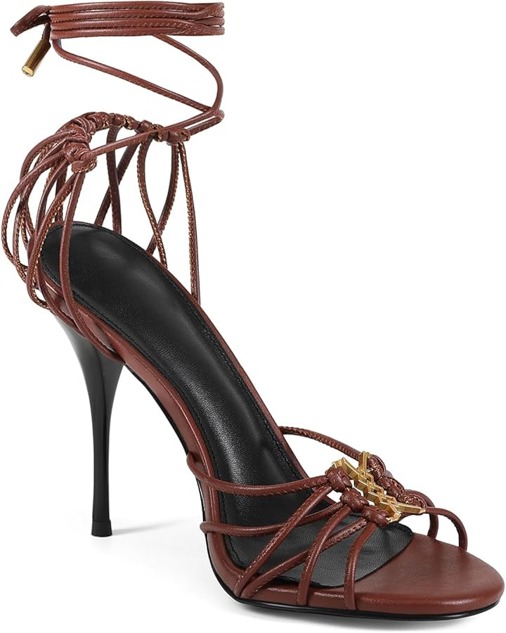 Women’s Strappy Lace Up High Heels Sandals Open Toe Stiletto Heel Ankle Wrap Tie Up Sexy Dress ... | Amazon (US)
