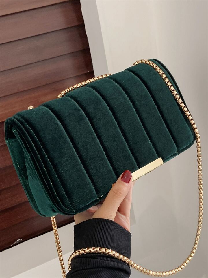 TrendsLightweight,Business Casual Lightweight, Portable Casual, Fashion Velvet Chain Flap Square ... | SHEIN