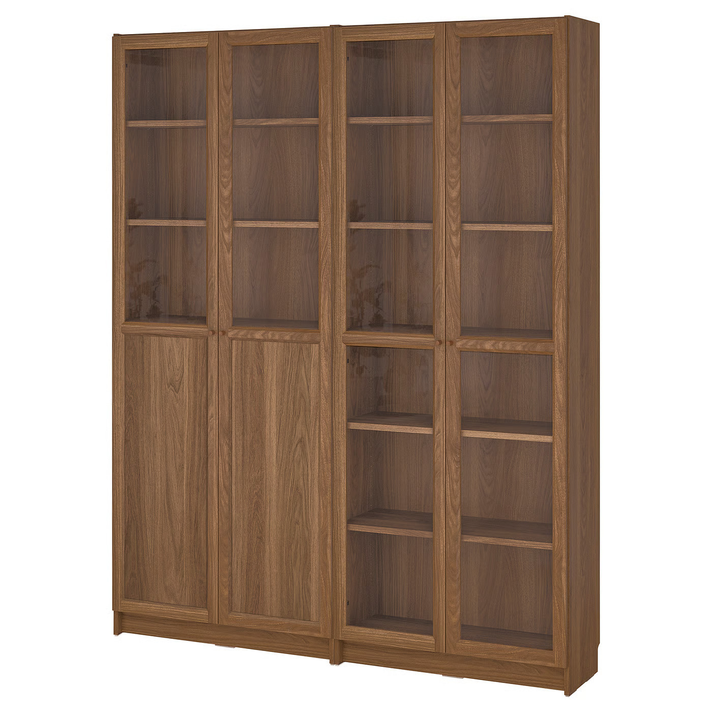 IKEA BILLY / OXBERG bookcase with panel/glass doors, brown walnut effect/clear glass, 63x11 3/4x79 1/2 | IKEA US