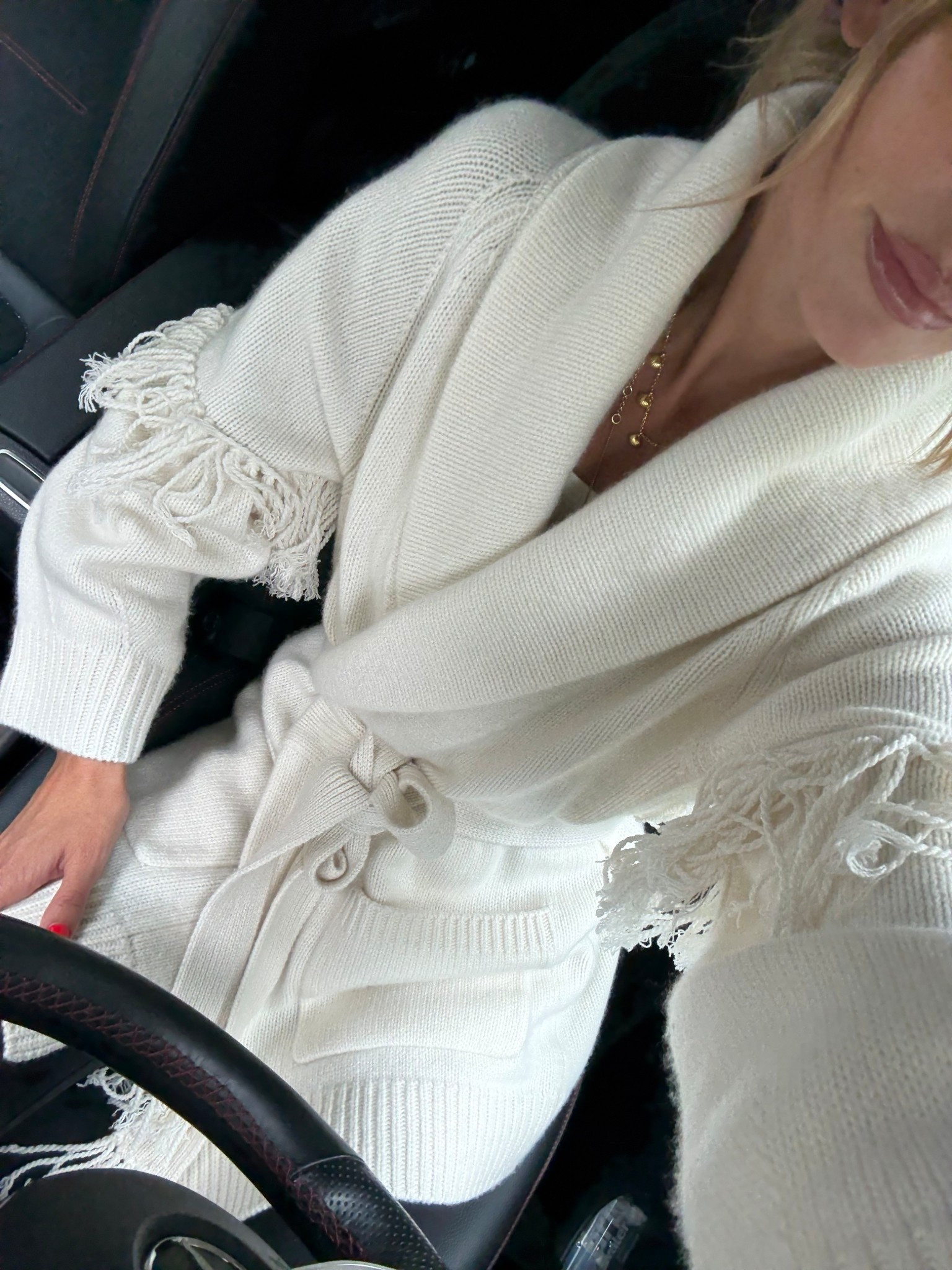 L Cuppini long fringed cardigan 