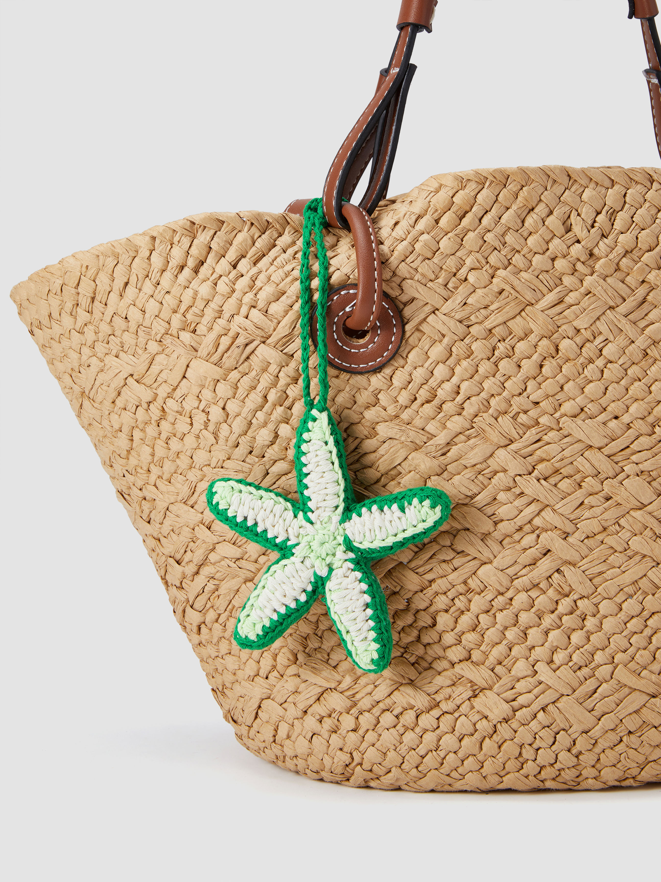 Woven TWO-TONE STARFISH WOVEN BAG CHARM For Vacation Beach | Cider
