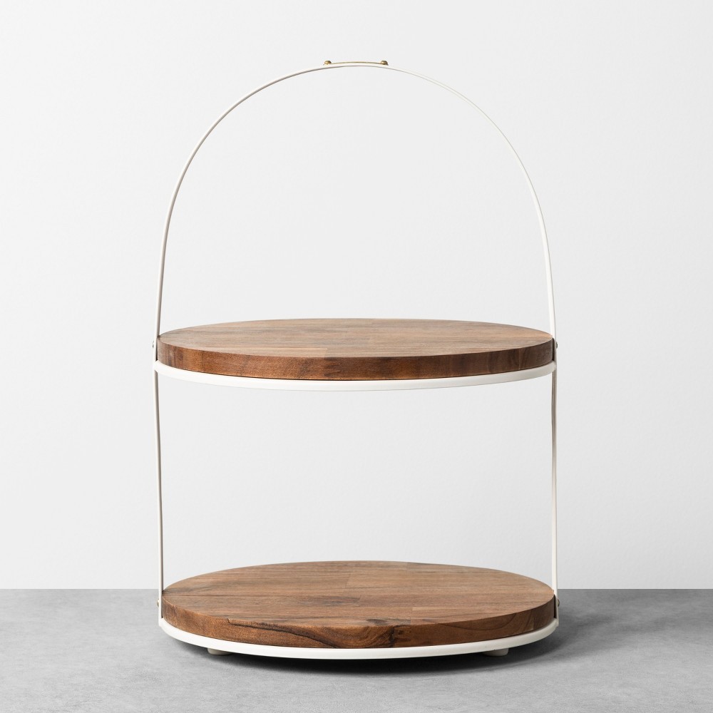 2-Tier Cakestand Sour Cream / Wood - Hearth & Hand with Magnolia, White | Target