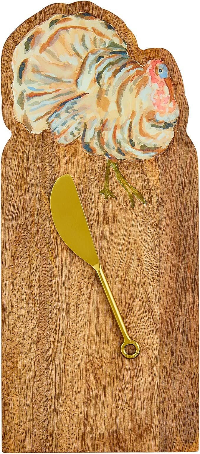 Mud Pie Turkey Enamel Gather Serving, board 13" x 5 3/4" | spreader 5 1/2", BROWN | Amazon (US)