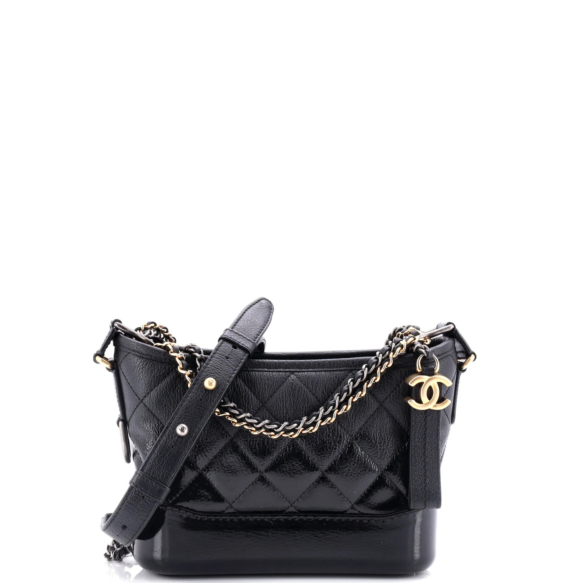 Gabrielle Hobo Quilted Goatskin and Patent Small | Shop Simon