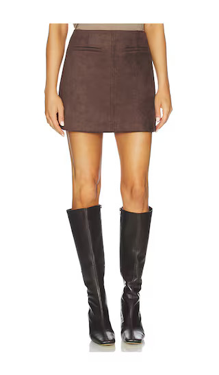 Elodie Mina Vegan Suede Mini Skirt in Deep Mahogany | Revolve Clothing (Global)
