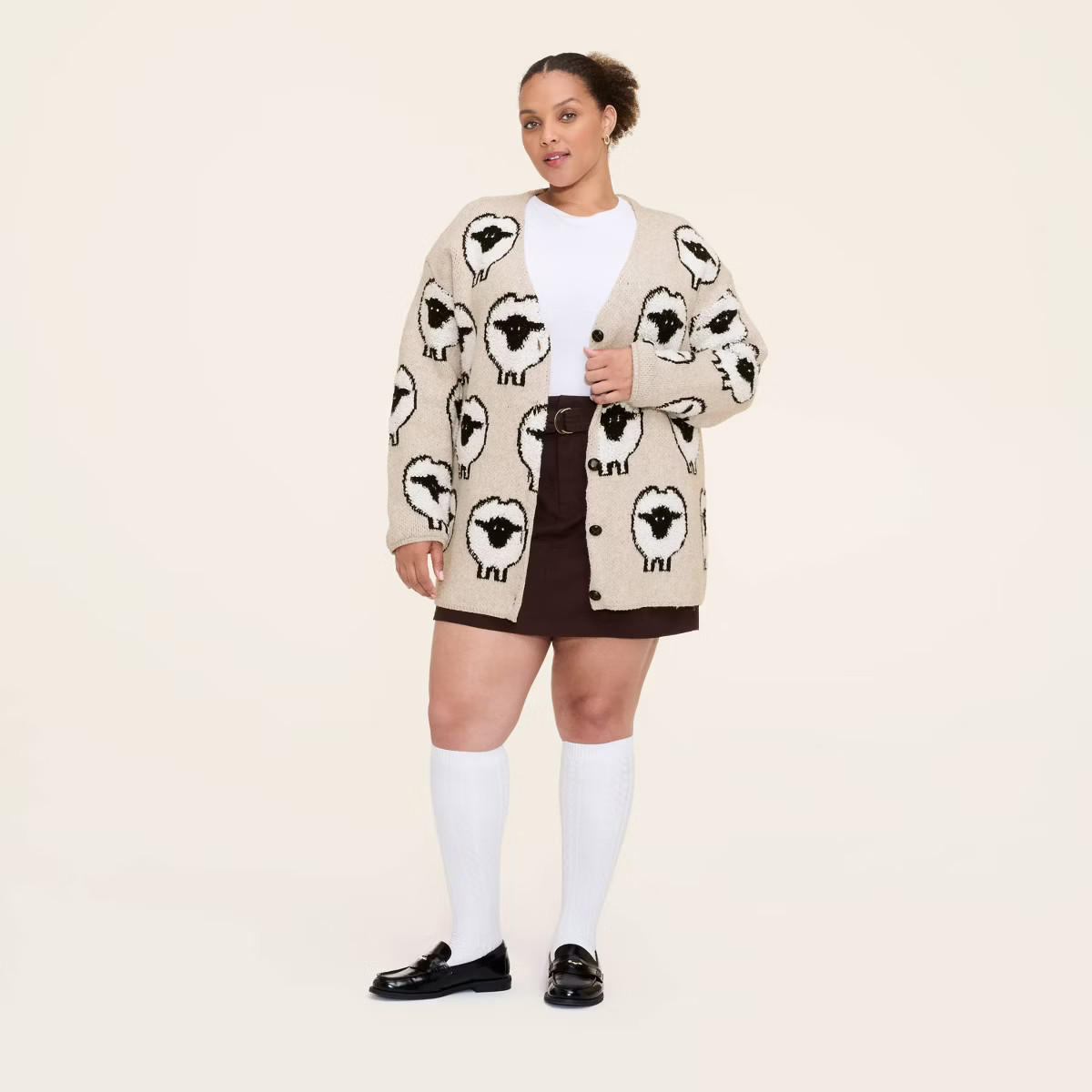 Women's Sheep Print Relaxed Cardigan - Woolrich x Target Taupe | Target