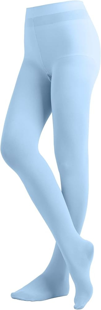 EMEM Apparel Women's Solid Colored Opaque Microfiber Footed Tights | Amazon (US)