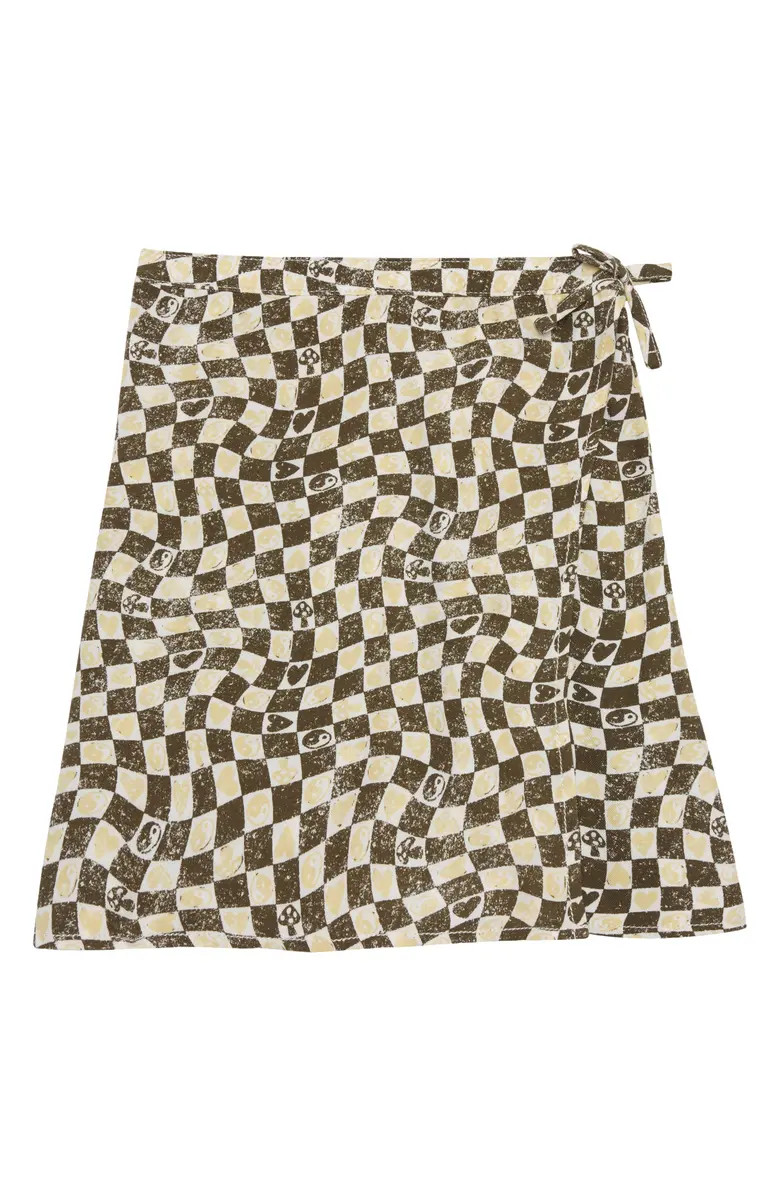Kids' Checkerboard Print Faux Wrap Skirt | Nordstrom