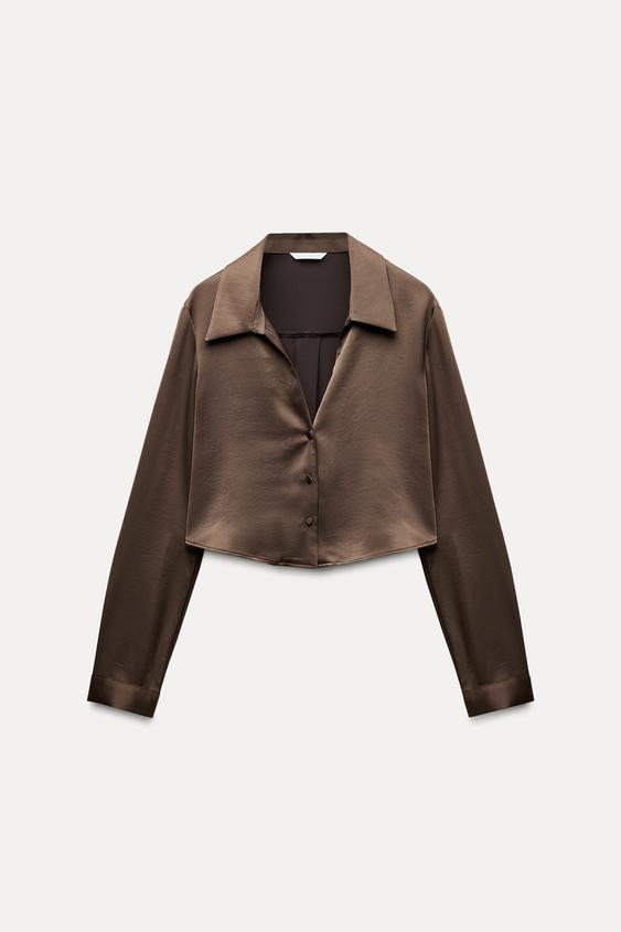 SATIN EFFECT CROPPED SHIRT | Zara US