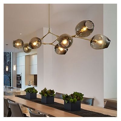 Abstract Multi Arm Chandelier Post Modern 3/5/6/7/8/9 Heads Clear Glass Sphere LED Chandeliers in... | Beautifulhalo.com