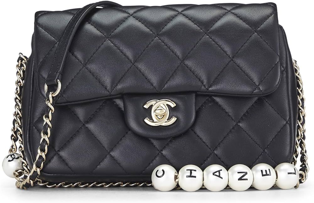 Amazon.com: Chanel, Pre-Loved Black Lambskin My Precious Pearls Flap Bag Small, Black : Luxury St... | Amazon (US)
