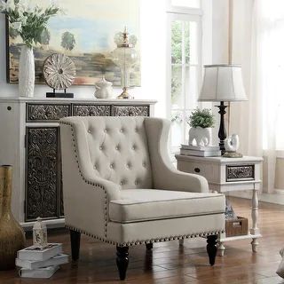 Moser Bay Jewel Tufted Wingback Upholstered Club Chair | Bed Bath & Beyond