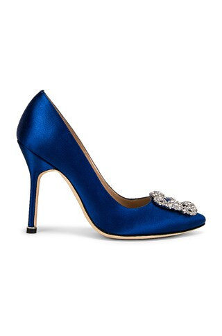 Manolo Blahnik Hangisi 105 Satin Heel in Blue | FWRD 