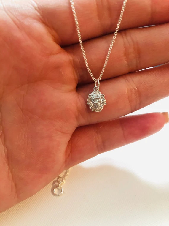 Silver Lion head Necklace | Leo Necklace | Horoscope Sterling Silver Necklace | Rhodium Plated Li... | Etsy (US)