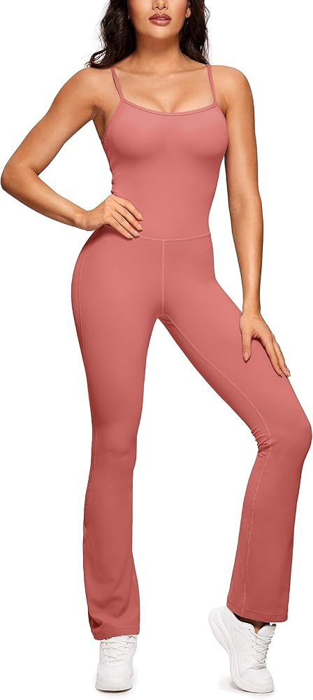 Amazon.com: CRZ YOGA Butterluxe Flare Jumpsuits for Women Spaghetti Strap Workout Athletic Onesie... | Amazon (US)