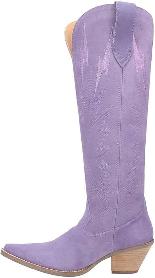 Dingo Womens Thunder Road Snip Toe Casual Boots Knee High Mid Heel 2-3" - Black | Amazon (US)