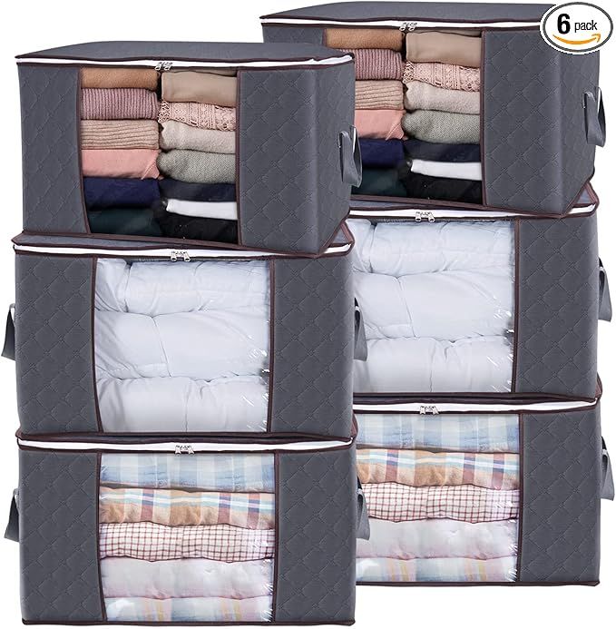 Lifewit 90L Large Storage Bags, 6 Pack Closet Organizers and Storage, Clothes Foldable Storage Bi... | Amazon (US)