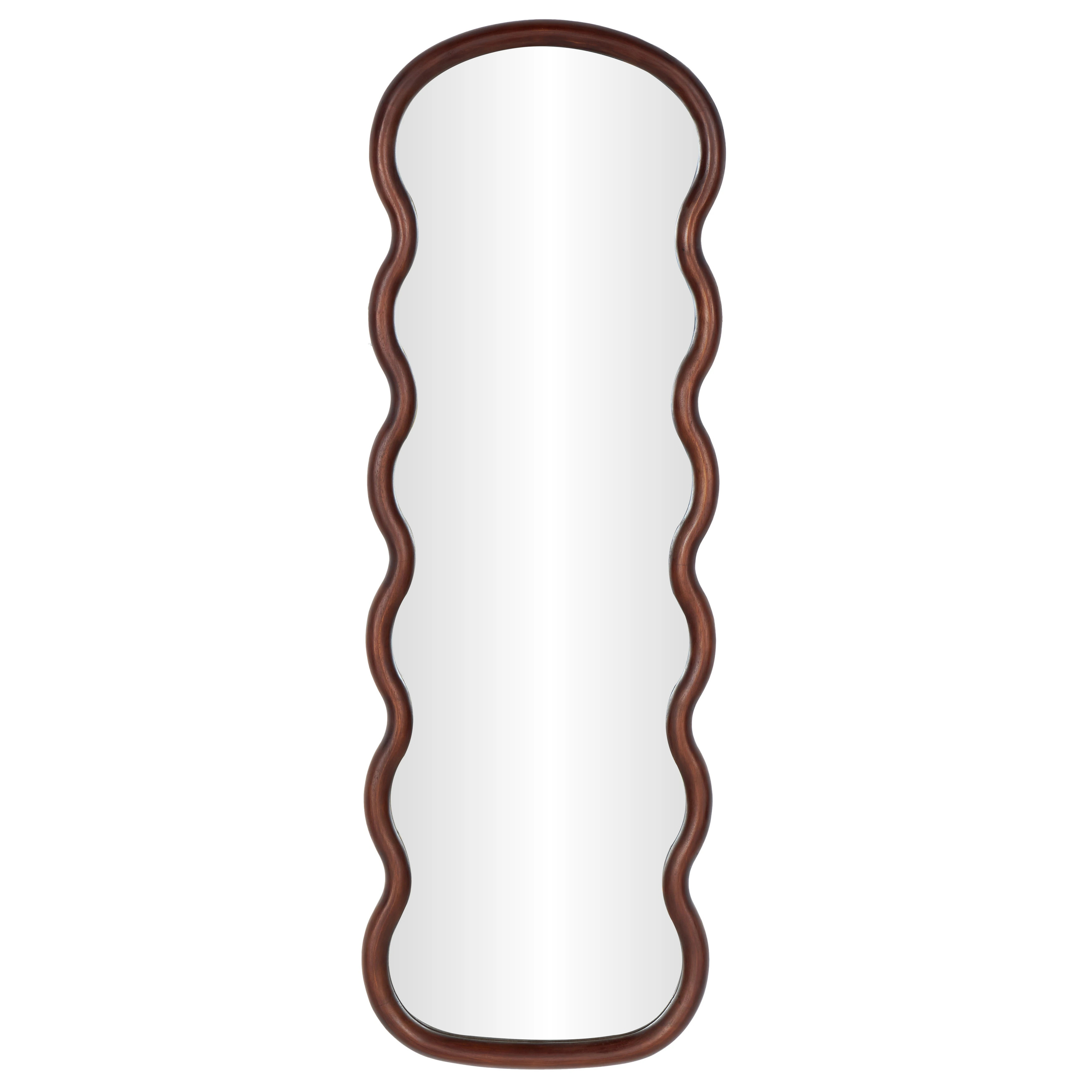 Wood Abstract Handmade Wavy Wall Mirror - Dark Brown - Roche River Decor | Overstock