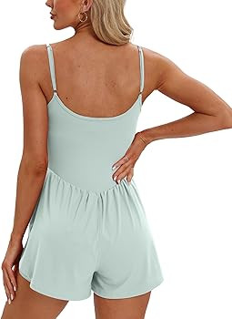 Beaully Women's Summer Sleeveless Rompers Spaghetti Strap Double Lined Shorts Jumpsuit One Piece ... | Amazon (US)