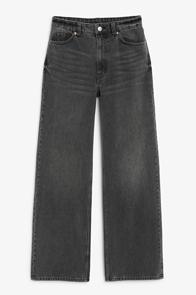 Yoko high waist wide washed black jeans | Monki