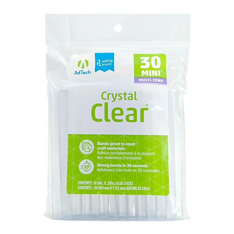 AdTech Crystal Clear Hot Glue Sticks – Mini Size, Pack of 30, 4” x .28 | Walmart (US)