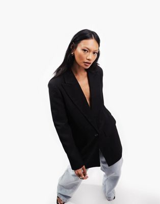 ASOS DESIGN new perfect long line shape blazer in black | ASOS (Global)