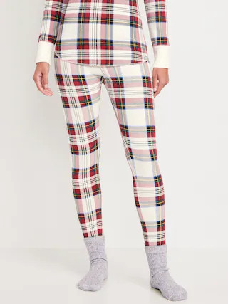High-Waisted Printed Waffle Pajama Leggings for Women | Old Navy (US)