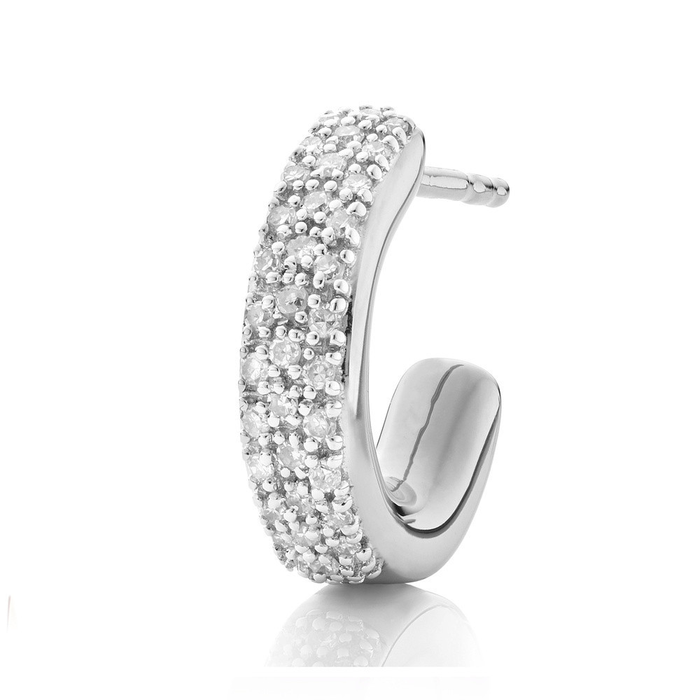 Sterling Silver Fiji Mini Hoop Diamond Single Earring Diamond | Monica Vinader (US)