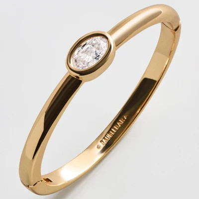 Christine Hinge Bangle Bracelet - Round Bezel | BaubleBar