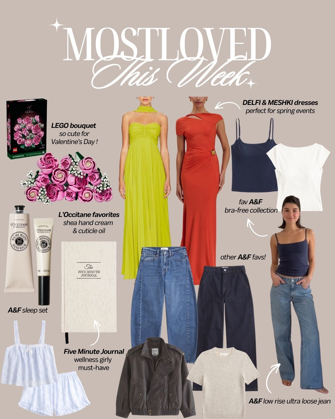 [2/3/26] most loved items of the week! @abercrombie jeans & other favorites, beauty must haves, spring event dresses, & more!

#LTKSeasonal #LTKootd #LTKValentine