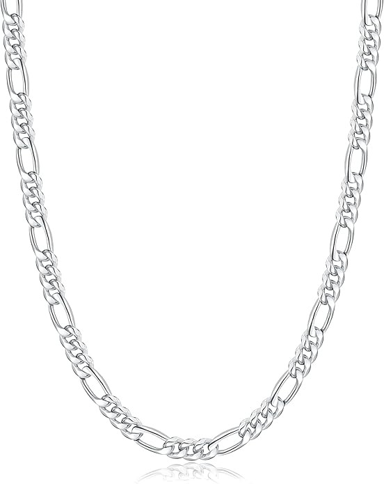 Jewlpire 5.5mm/7mm Stainless Steel Figaro Chain Necklace for Men, 14K Gold Plated Chain for Men, ... | Amazon (US)
