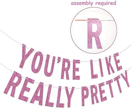 You're Like Really Pretty Pink Glitter Banner for Mean Girls Birthday Party Bachelorette Party Decor | Amazon (US)
