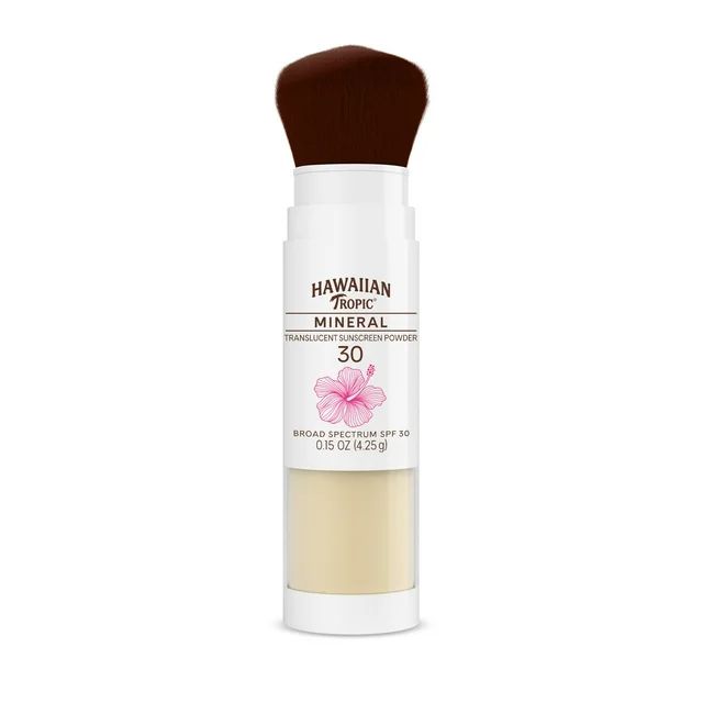 Hawaiian Tropic Mineral Powder Sunscreen Brush SPF 30, 0.15oz Travel Size | Walmart (US)