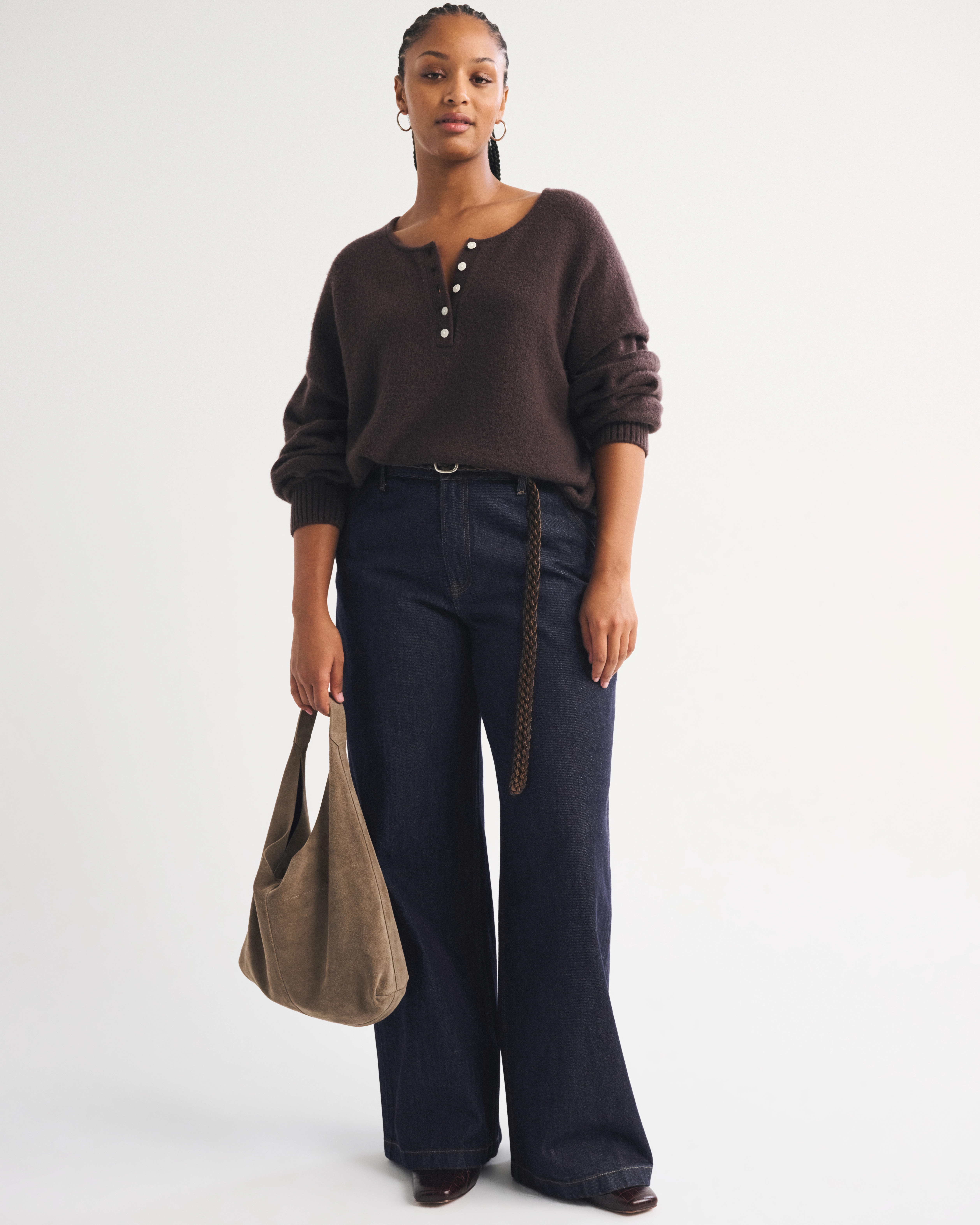 Curve Love High Rise Wide Leg Trouser Jean | Abercrombie & Fitch (US)
