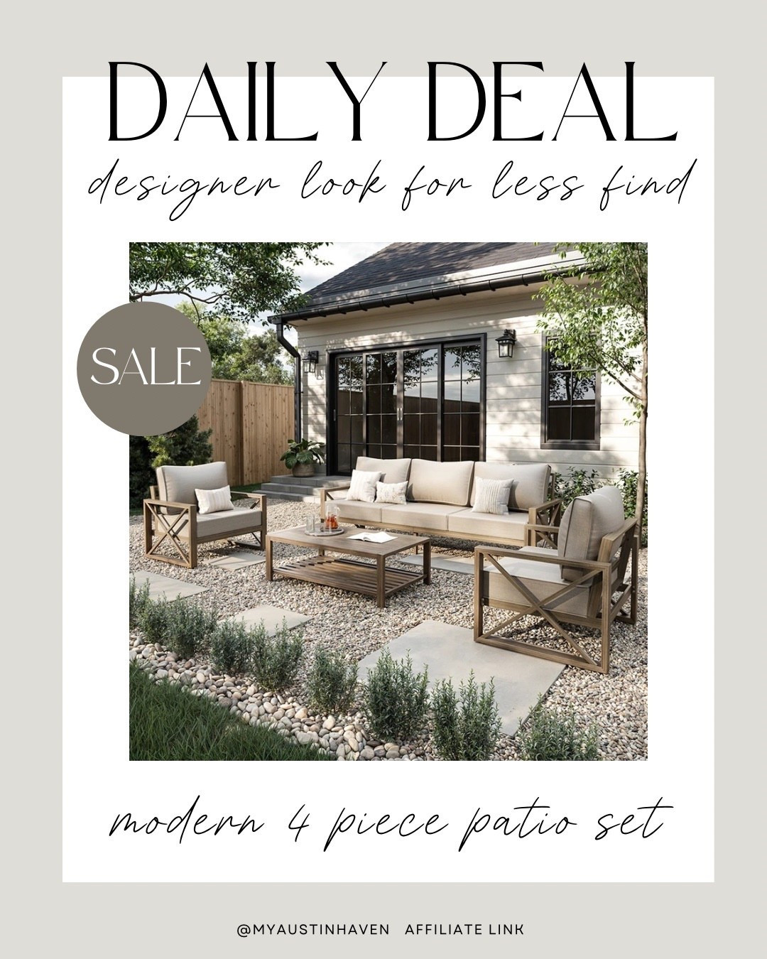 ✨ Daily Deal ✨

This gorgeous 4 pc patio set looks like Pottery Barn but it’s 1/5 of the cost!! 👏🏼🌿☀️

Timeless seating, classic stripes, cozy lighting & pieces that make your space feel resort-ready without leaving home.

Wayfair patio, outdoor furniture sale, patio refresh, outdoor sofa, patio chairs, striped outdoor rug, scalloped umbrella, fire pit table, outdoor lanterns, exterior lighting, porch decor, neutral outdoor, backyard update, spring patio, outdoor living, modern classic patio, deck styling, patio makeover, entertaining outside, warm weather setup

#patioseason #patioset #patiodecor #outdoorliving #outdoordecor  

#LTKHome #LTKdayinmylife #LTKSeasonal